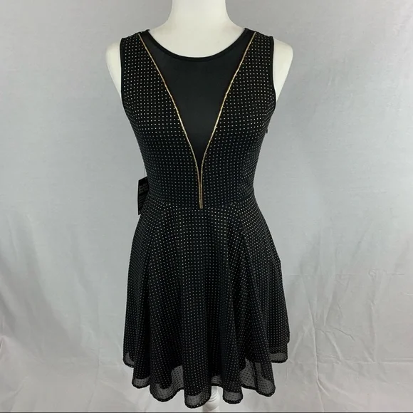 slim fit dress slacks Noujoud Cotton Black & Gold Dots Dress  Orient 499